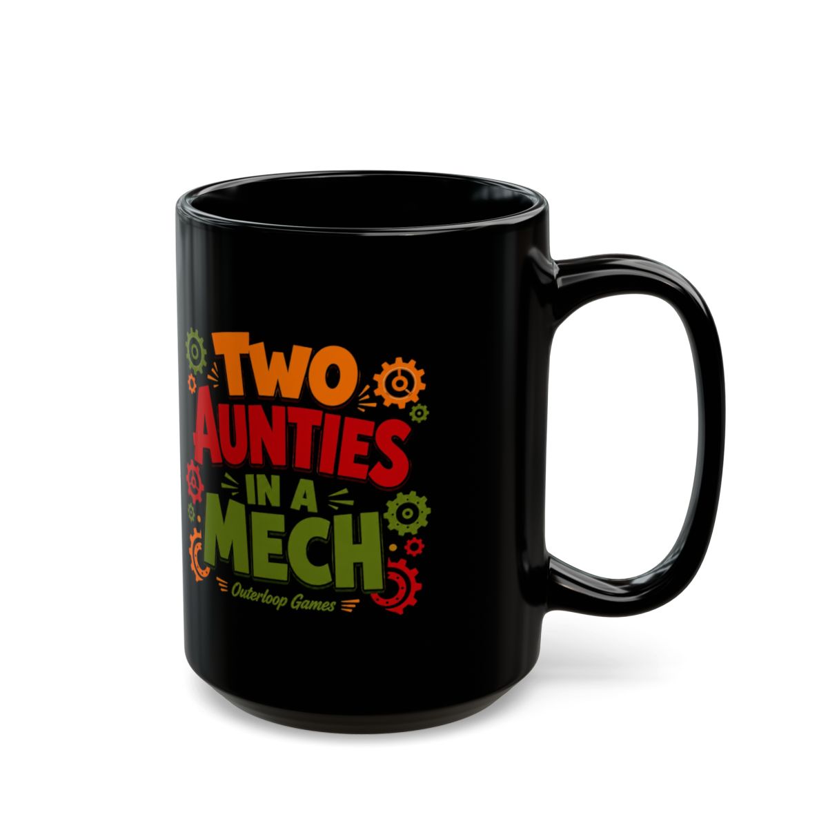 Dosa Divas "Two Aunties in a Mech" Black Mug - alternate angle 5, merchandise