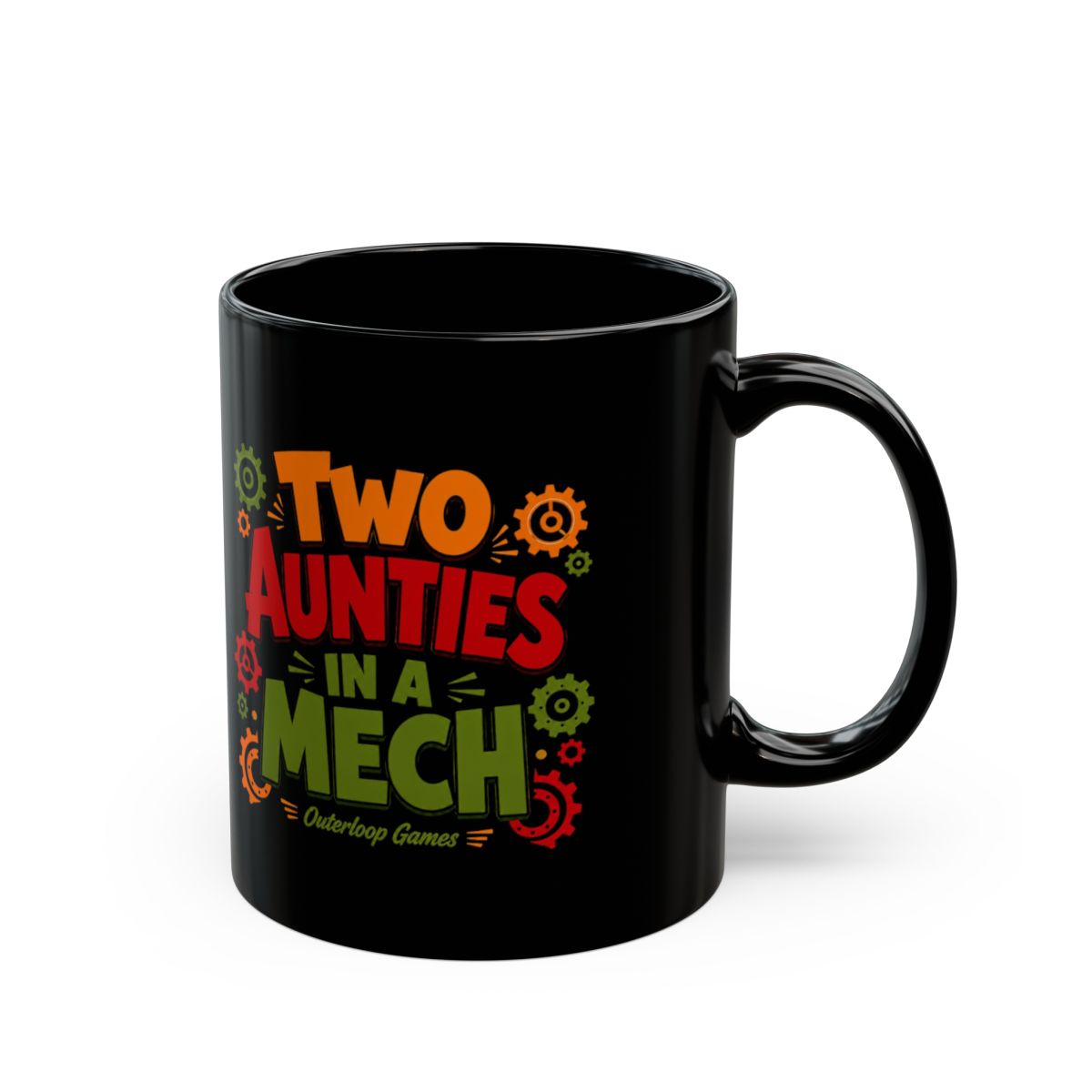 Dosa Divas "Two Aunties in a Mech" Black Mug