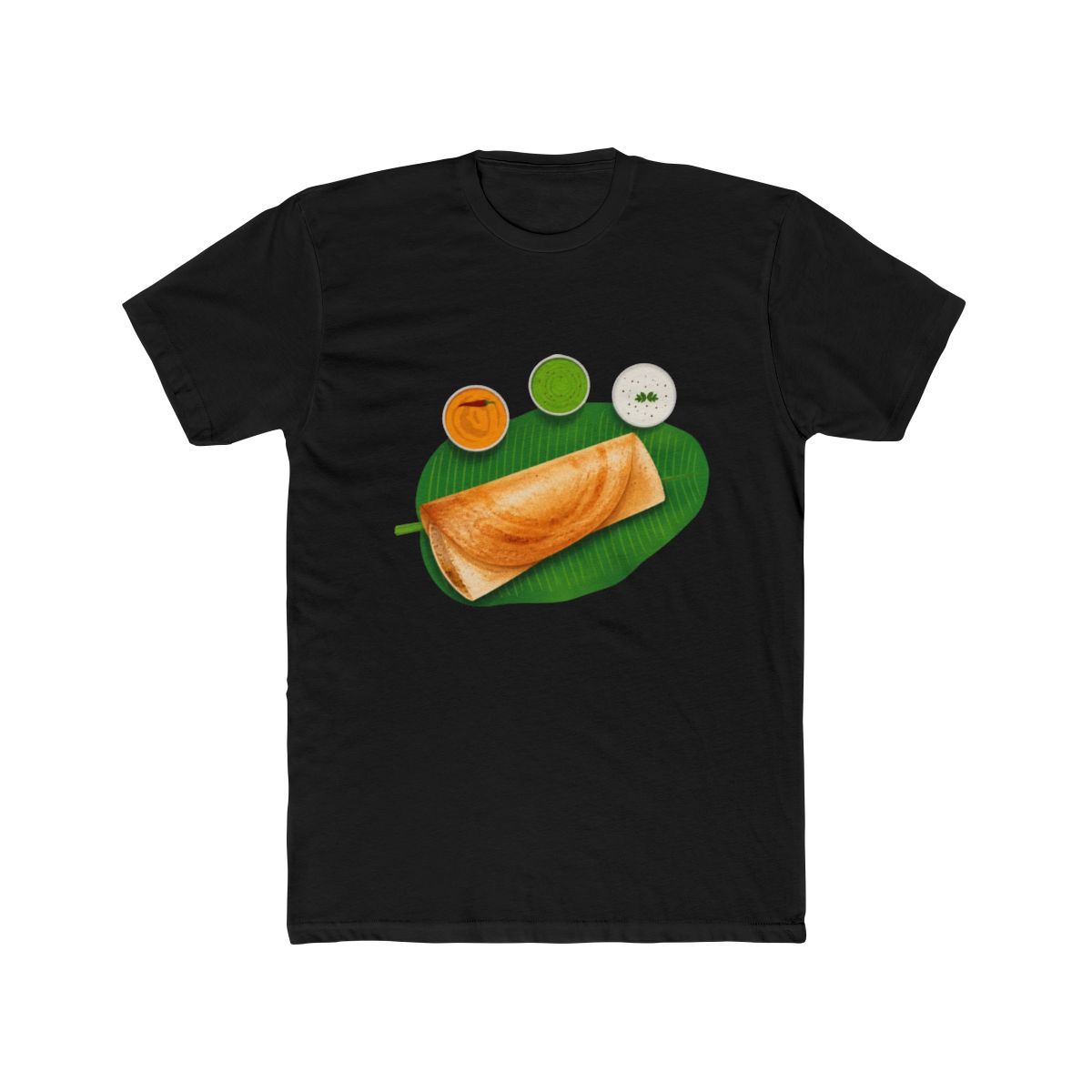 Masala Dosa Idli Churtney on Banana Leaf Indian Food T Shirt | Dosa Divas - alternate angle 3, merchandise