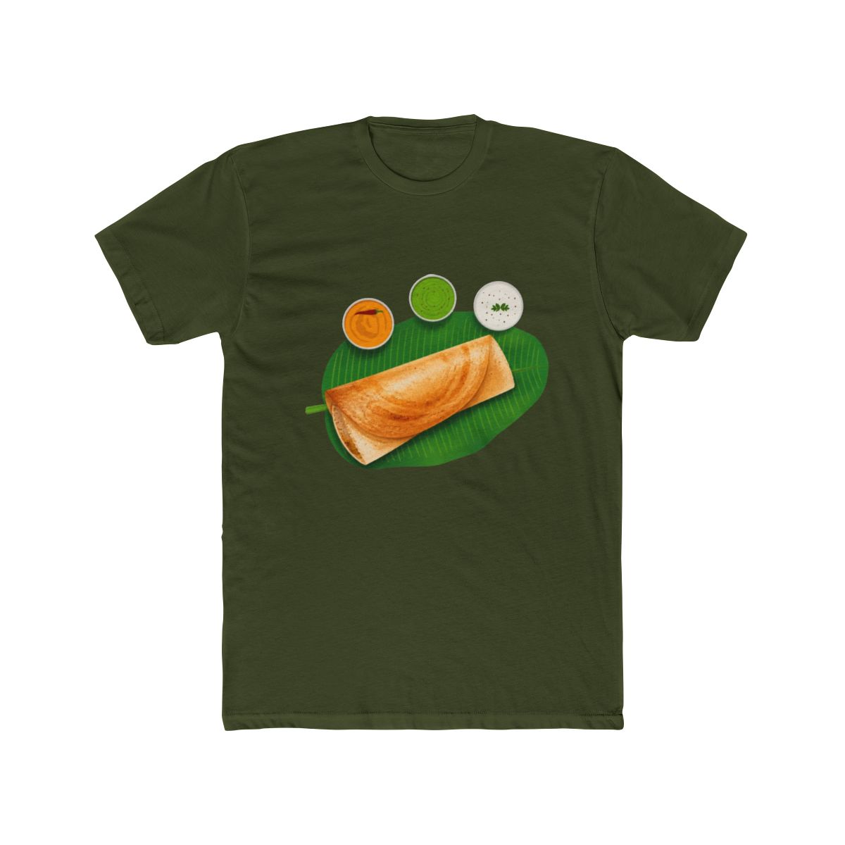 Masala Dosa Idli Churtney on Banana Leaf Indian Food T Shirt | Dosa Divas - alternate angle 5, merchandise
